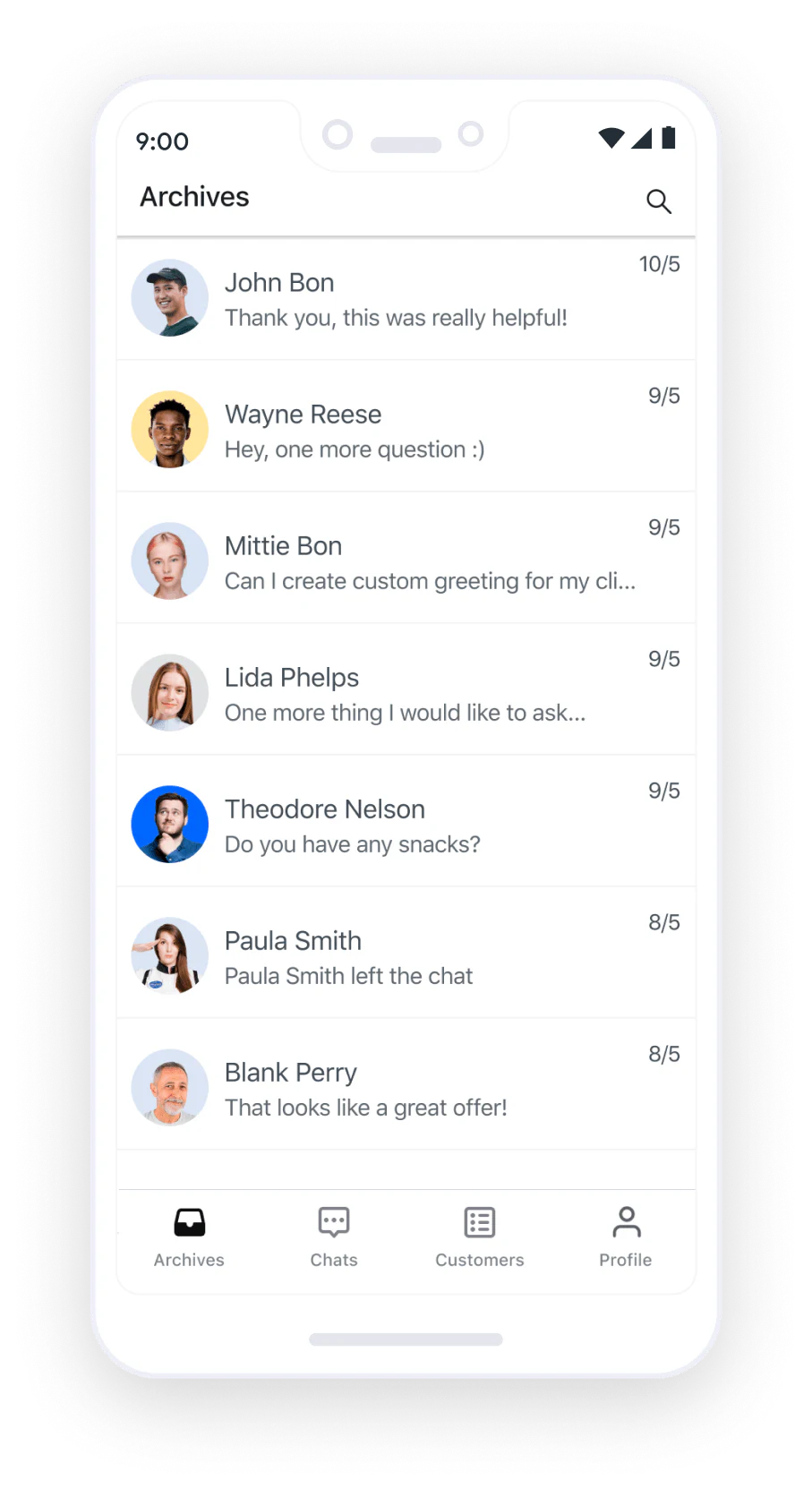 Chat history in the LiveChat® app for Android