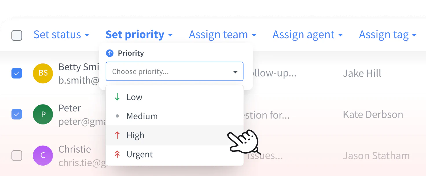 Visualization of bulk actions enabling users to manage numerous tickets at the same time in the HelpDesk app