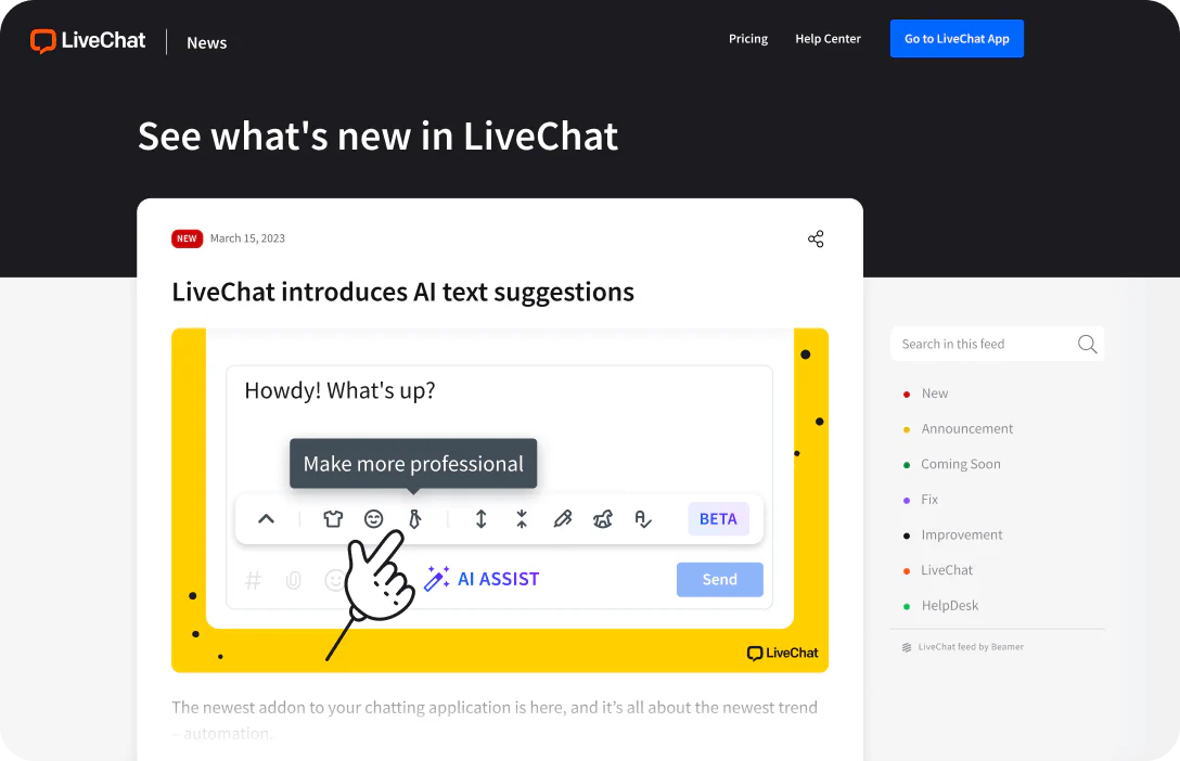 A preview of LiveChat® product updates.