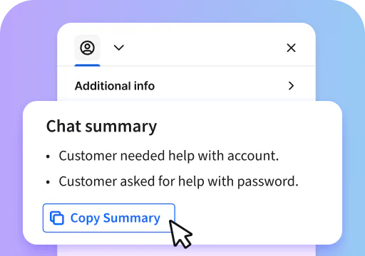 An example of chat summary by Copilot, LiveChat®'s AI assistant.