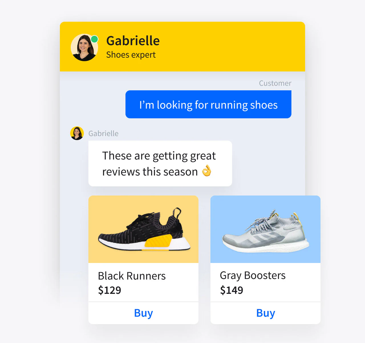 Poduct cards view in LiveChat®